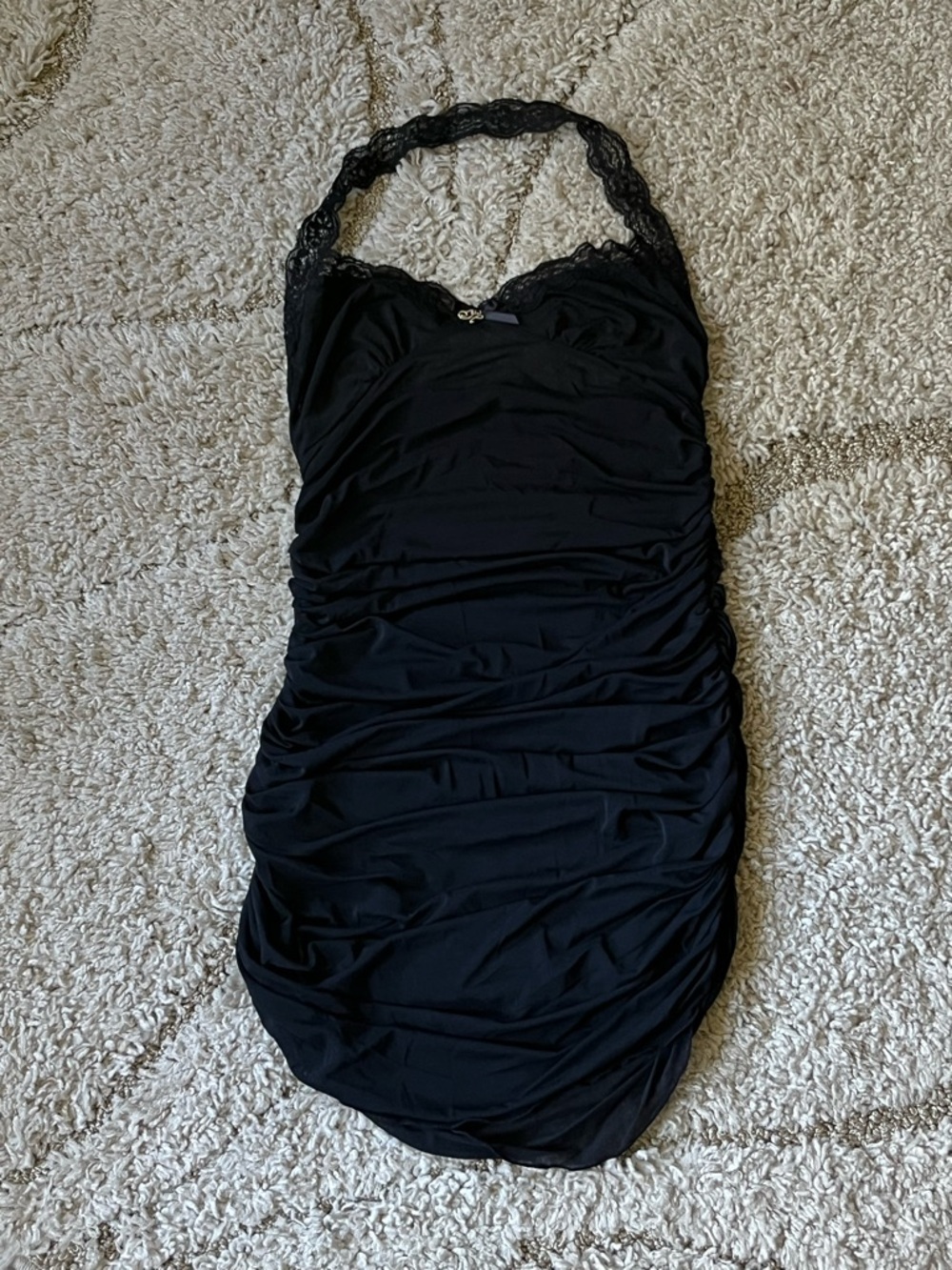 Hustler lingerie Black sexy lace halter neck top
